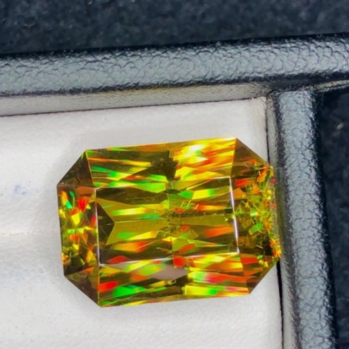 5.04 Ct Natural Full Fire Sphene Titanite Radiant Cut Gemstone For Jewelry