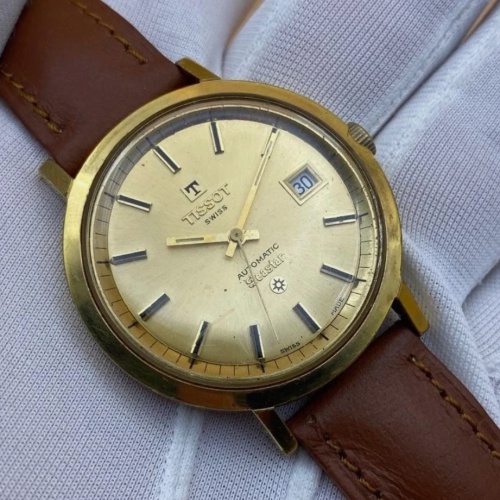 Vintage Tissot Seastar Jumbo Watch Men's Automatic Cal 2481 ETA Swiss Gold Dial