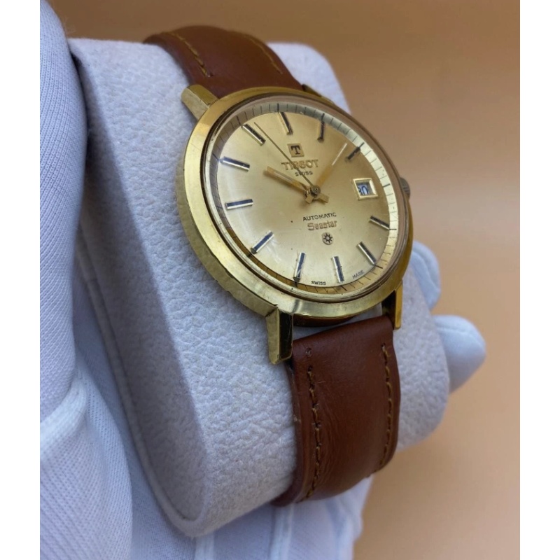 Vintage Tissot Seastar Jumbo Watch Men's Automatic Cal 2481 ETA Swiss Gold Dial
